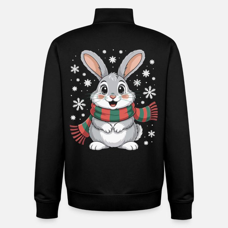 Winter Bunny with Scarf - Unisex Organic Zip Sweatshirt by Stanley/Stella - black