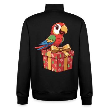 Weihnachtspapagei auf Geschenkbox - Unisex Organic Zip Sweatshirt von Stanley/Stella - Schwarz - Hinten - AI Model Male 185 light (185cm)