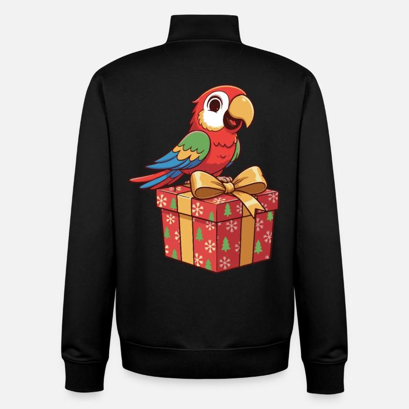 Weihnachtspapagei auf Geschenkbox - Unisex Organic Zip Sweatshirt von Stanley/Stella - Schwarz