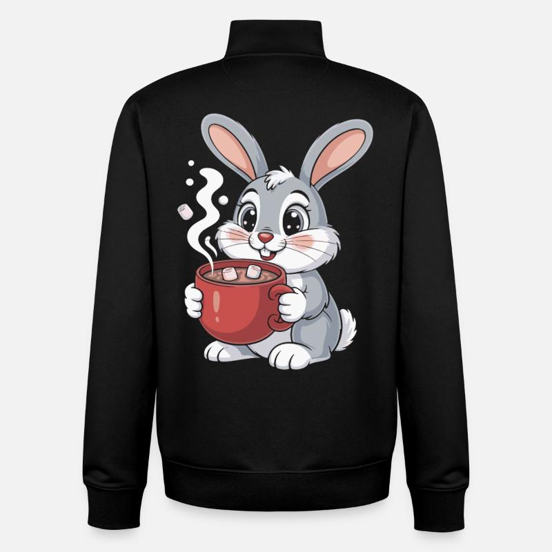 Kuschelbunny mit Kaffeebecher - Unisex Organic Zip Sweatshirt von Stanley/Stella - Schwarz