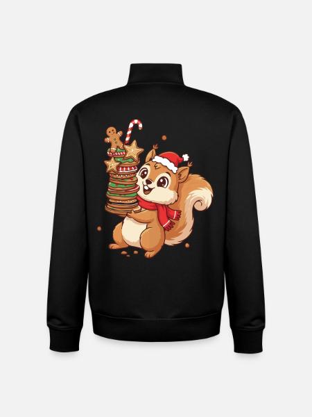 Weihnachts Eichhörnchen mit Keksen - Unisex Organic Zip Sweatshirt von Stanley/Stella - Schwarz