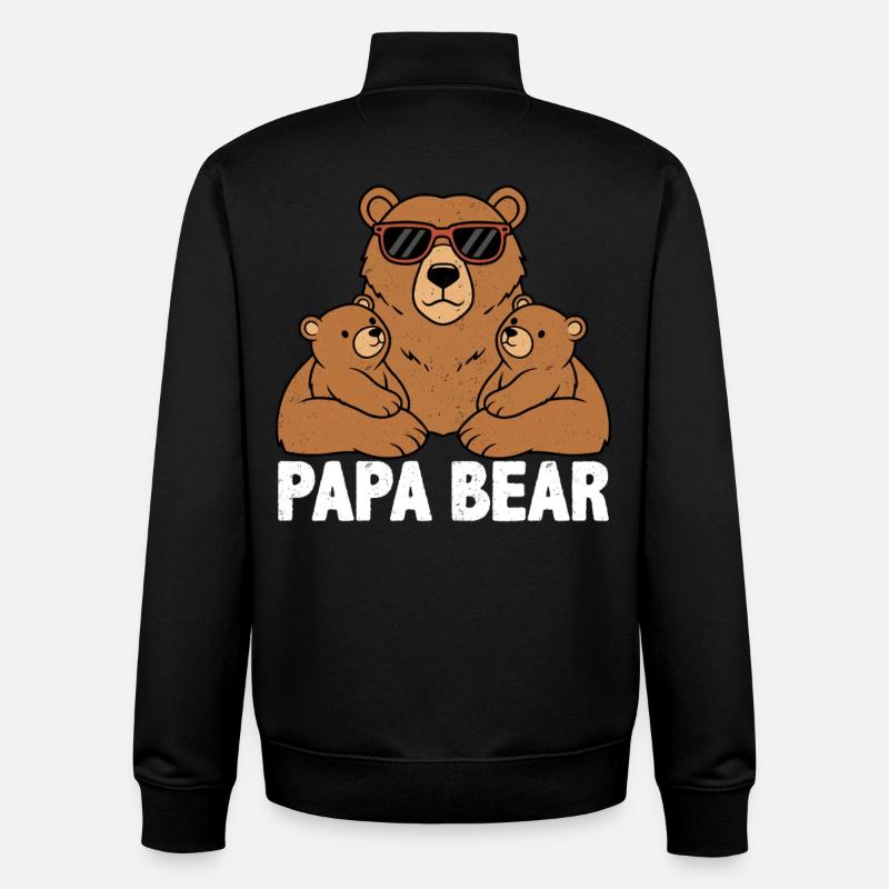 Papa Ours - Sweat zippé unisexe en coton bio Stanley/Stella - noir