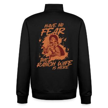 Wife of a farmer Mother - Unisex Organic Zip Sweatshirt by Stanley/Stella - black - Back - AI Model Male 185 light (185cm)