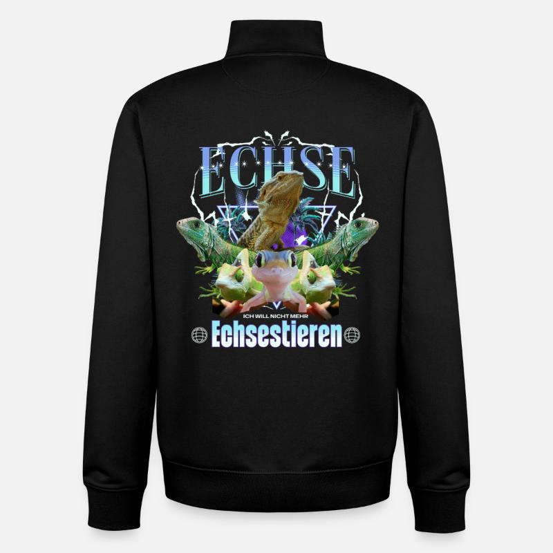 Lizard Y2K Bootleg - Unisex Organic Zip Sweatshirt by Stanley/Stella - black