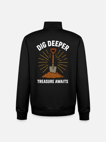 Dig Deeper Treasure Awaits Metal Detecting - Unisex Organic Zip Sweatshirt by Stanley/Stella - black