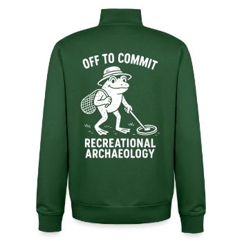 Partir pour s’amuser en archéologie récréative - Sweat zippé unisexe en coton bio Stanley/Stella - vert bouteille - Dos - AI Model Male 185 dark (185cm)