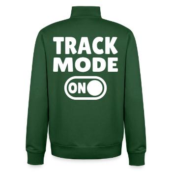 Track Mode On – Focus on Speed - Unisex Organic Zip Sweatshirt by Stanley/Stella - bottle green - Back - AI Model Male 185 dark (185cm)