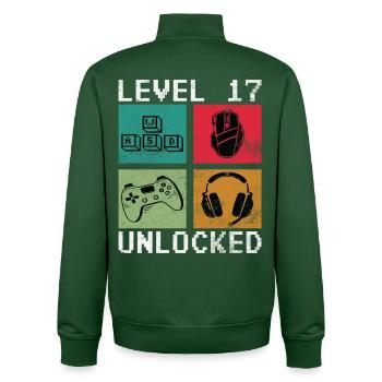 Niveau 17 Débloqué Rétro Gamer - Sweat zippé unisexe en coton bio Stanley/Stella - vert bouteille - Dos - AI Model Male 185 dark (185cm)