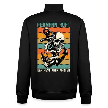 FEHMARN CALLS THE REST CAN WAIT Retro Funny - Unisex Organic Zip Sweatshirt by Stanley/Stella - black - Back - AI Model Male 185 light (185cm)
