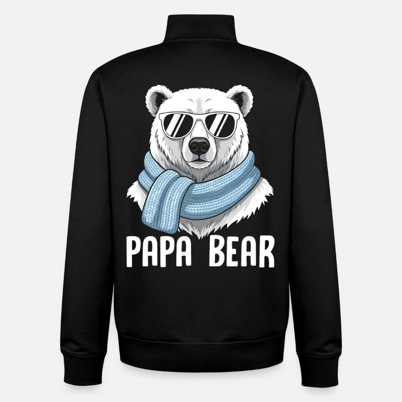 Papa Ours - Sweat zippé unisexe en coton bio Stanley/Stella - noir