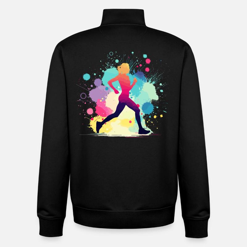 Coureur, course, marathon, jogging, jogging - Sweat zippé unisexe en coton bio Stanley/Stella - noir