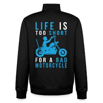 LIFE IS TOO SHORT FOR A BAD MOTORCYCLE - Unisex Organic Zip Sweatshirt by Stanley/Stella - black - Back - AI Model Male 185 light (185cm)
