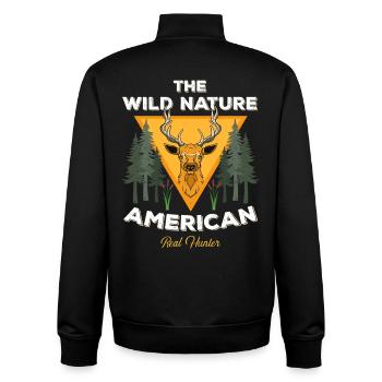 Le vrai chasseur de la nature sauvage - Sweat zippé unisexe en coton bio Stanley/Stella - noir - Dos - AI Model Male 185 light (185cm)