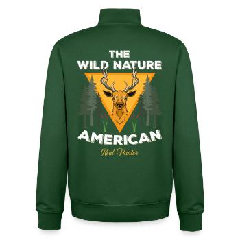 The Wild Nature Real Hunter - Unisex Organic Zip Sweatshirt von Stanley/Stella - Flaschengrün - Hinten - AI Model Male 185 dark (185cm)