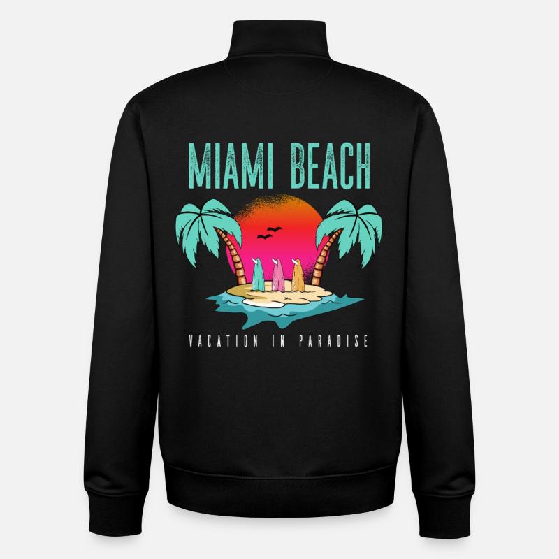 Escapade Paradisiaque à Miami Beach - Sweat zippé unisexe en coton bio Stanley/Stella - noir