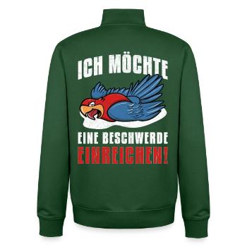 I would like to file a complaint - Unisex Organic Zip Sweatshirt by Stanley/Stella - bottle green - Back - AI Model Male 185 dark (185cm)
