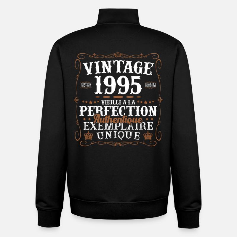 authentique_1995 - Sweat zippé unisexe en coton bio Stanley/Stella - noir