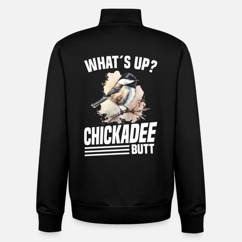  Chickadee Birder Chickadee Plush Birdwatching - Unisex Organic Zip Sweatshirt by Stanley/Stella - black