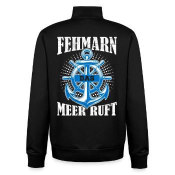 Baltic Sea Holidays FEHMARN MEER IS CALLING FUNNY THINGS - Unisex Organic Zip Sweatshirt by Stanley/Stella - black - Back - AI Model Male 185 light (185cm)