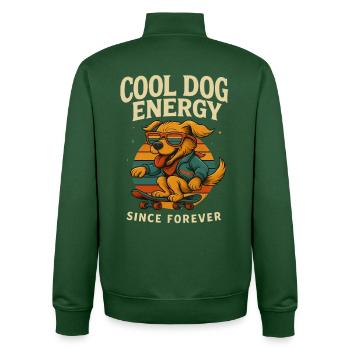 Énergie rétro du patinage pour chiens - Sweat zippé unisexe en coton bio Stanley/Stella - vert bouteille - Dos - AI Model Male 185 dark (185cm)