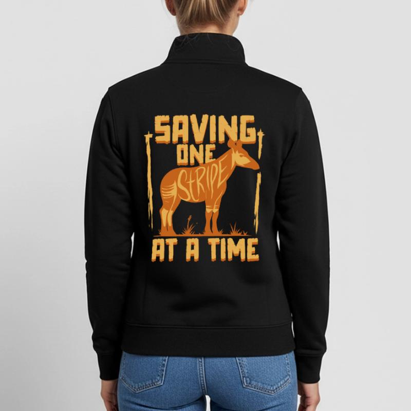 Okapi Tier Saving One Stripe At A time Unisex Organic Zip Sweatshirt by Stanley/Stella