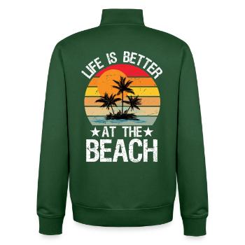 Retro Life Is Better At The Beach Vintage Summer - Unisex Organic Zip Sweatshirt by Stanley/Stella - bottle green - Back - AI Model Male 185 dark (185cm)