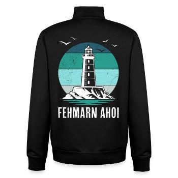 Baltic Sea FEHMARN AHOI Lighthouse Retro Funny - Unisex Organic Zip Sweatshirt by Stanley/Stella - black - Back - AI Model Male 185 light (185cm)
