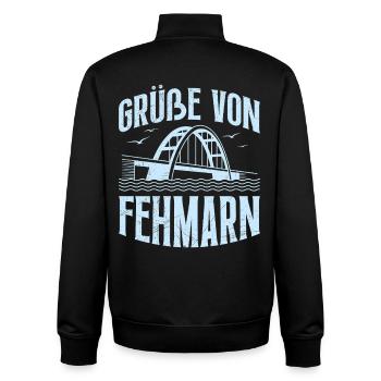 Baltic Sea Holiday Greetings from Fehmarn Fun - Unisex Organic Zip Sweatshirt by Stanley/Stella - black - Back - AI Model Male 185 light (185cm)