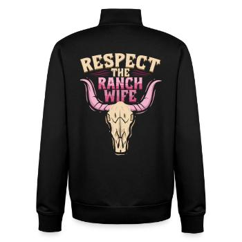 Wife of a farmer Mother - Unisex Organic Zip Sweatshirt by Stanley/Stella - black - Back - AI Model Male 185 light (185cm)