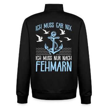 Baltic Sea holiday DOESN'T HAVE TO DO ANYTHING, YOU JUST HAVE TO GO TO FEHMARN - Unisex Organic Zip Sweatshirt by Stanley/Stella - black - Back - AI Model Male 185 light (185cm)
