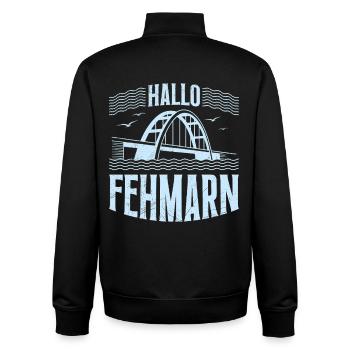 Fehmarn Souvenier HALLO FEHMARN Ostsee Lustig - Unisex Organic Zip Sweatshirt von Stanley/Stella - Schwarz - Hinten - AI Model Male 185 light (185cm)