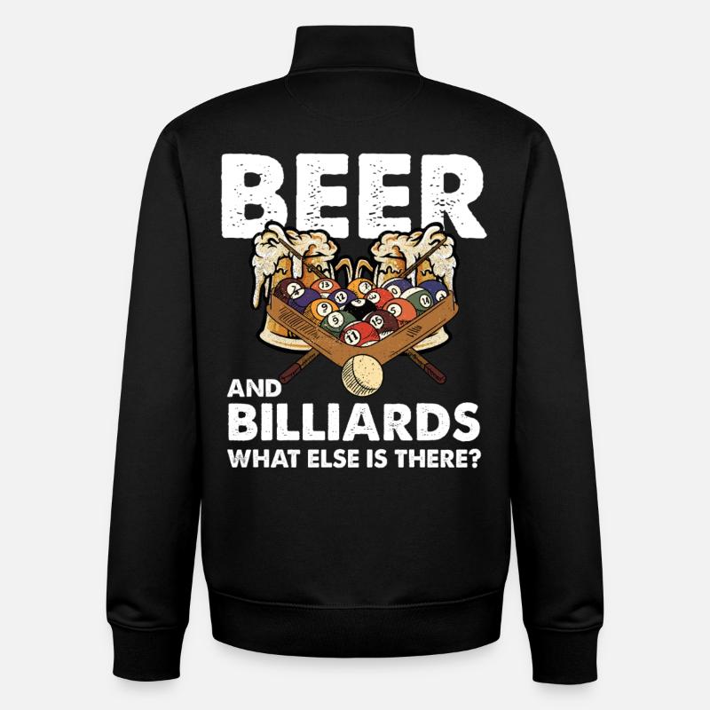 Bière et billard – soirée jeux - Sweat zippé unisexe en coton bio Stanley/Stella - noir