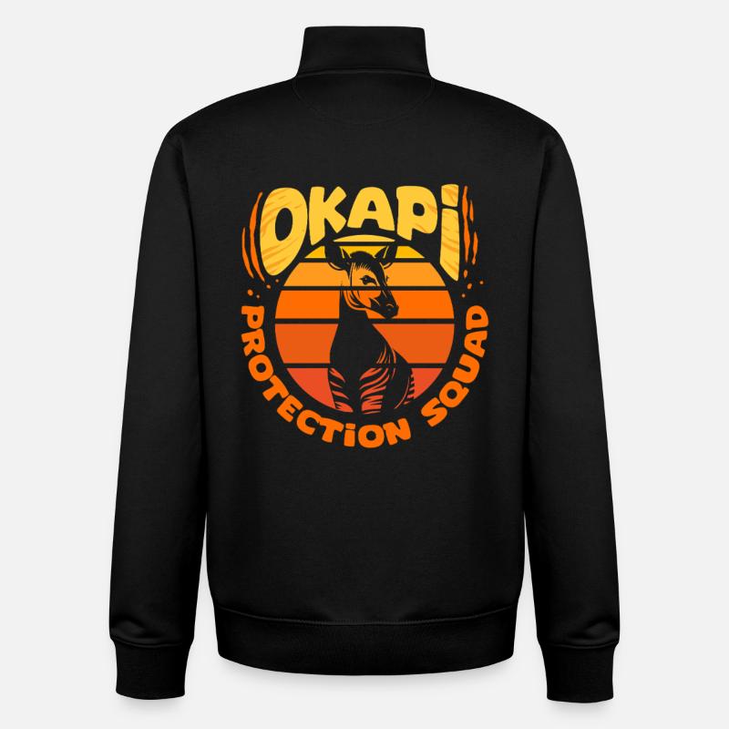 Escouade de protection des Okapis - Sweat zippé unisexe en coton bio Stanley/Stella - noir