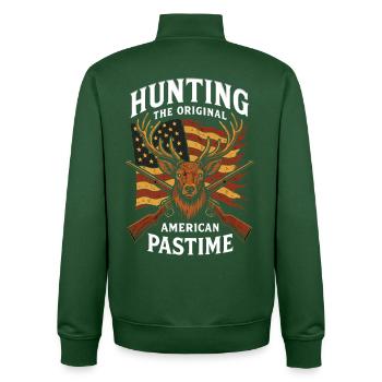 Hunting Original American Pastime Independence Day - Unisex Organic Zip Sweatshirt by Stanley/Stella - bottle green - Back - AI Model Male 185 dark (185cm)