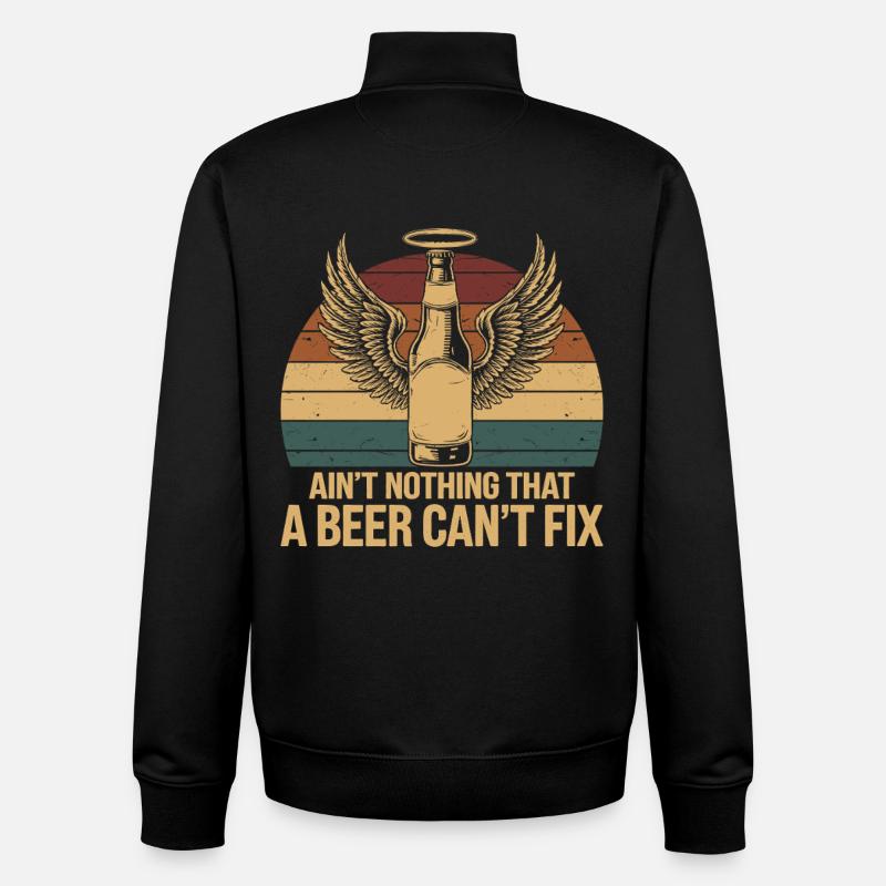 Winged Beer Fix Design rétro - Sweat zippé unisexe en coton bio Stanley/Stella - noir