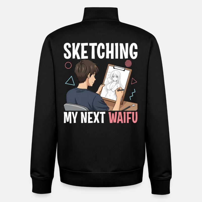 Esquisser ma prochaine Waifu - Sweat zippé unisexe en coton bio Stanley/Stella - noir