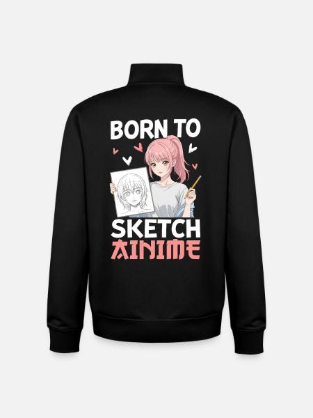 Born To Sketch Anime - Unisex Organic Zip Sweatshirt by Stanley/Stella - black