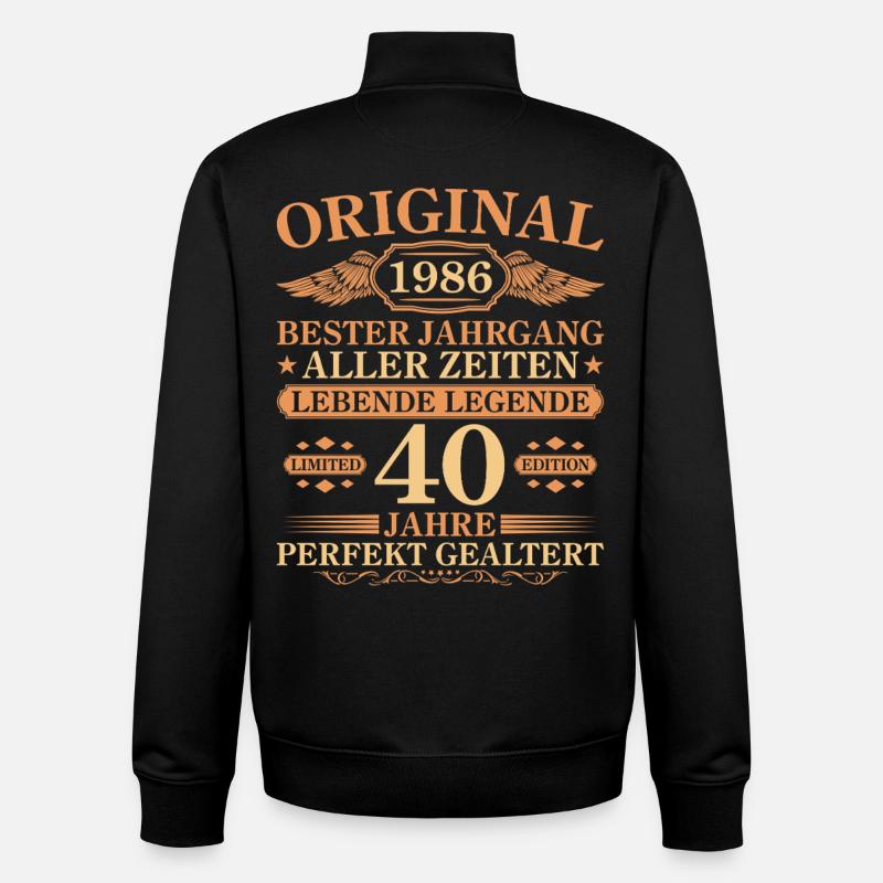 Millésime 1986 Parfaitement vieilli 40e anniversaire - Sweat zippé unisexe en coton bio Stanley/Stella - noir