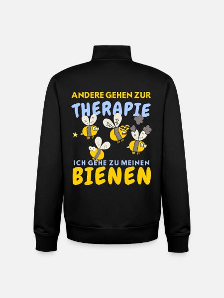 Funny bee design with therapy saying - Unisex Organic Zip Sweatshirt by Stanley/Stella - black