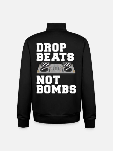 Drop Beats Not Bombs Devise DJ - Sweat zippé unisexe en coton bio Stanley/Stella - noir