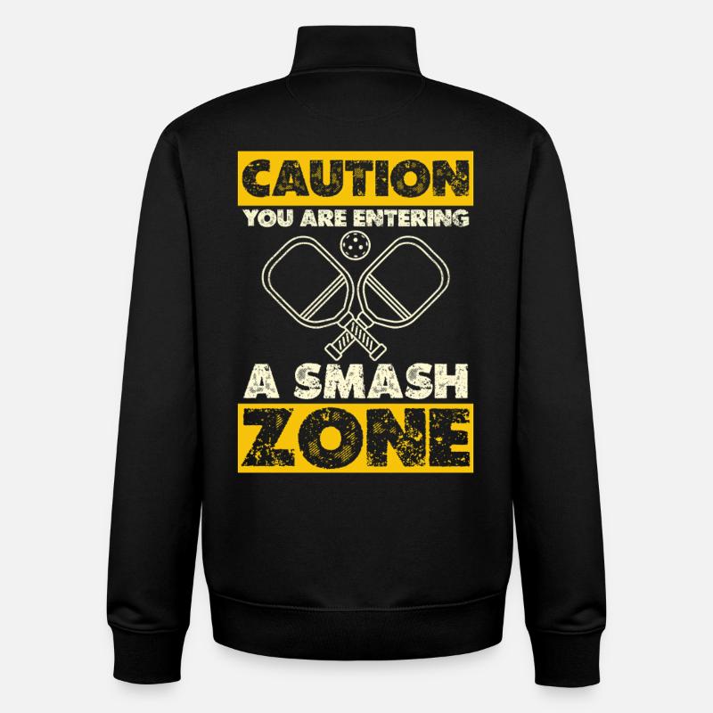 Caution: Smash Zone - Unisex Organic Zip Sweatshirt by Stanley/Stella - black