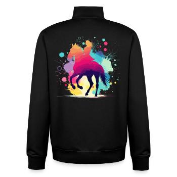 Cavalier, équitation, sports équestres, illustrations équestres - Sweat zippé unisexe en coton bio Stanley/Stella - noir - Dos - AI Model Male 185 light (185cm)