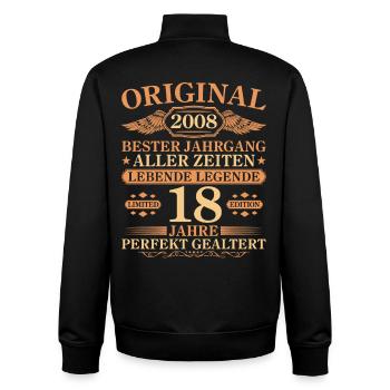 2008 Vintage Perfectly Aged 18th Birthday - Unisex Organic Zip Sweatshirt by Stanley/Stella - black - Back - AI Model Male 185 light (185cm)