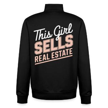 Cette fille vend de l’immobilier - Sweat zippé unisexe en coton bio Stanley/Stella - noir - Dos - AI Model Male 185 light (185cm)