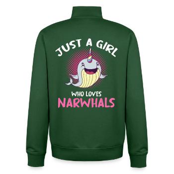 Just A Girl Who Loves Narwhals - Unisex Organic Zip Sweatshirt von Stanley/Stella - Flaschengrün - Hinten - AI Model Male 185 dark (185cm)