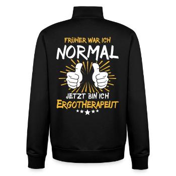 Ergothérapeute Spruch - Sweat zippé unisexe en coton bio Stanley/Stella - noir - Dos - AI Model Male 185 light (185cm)