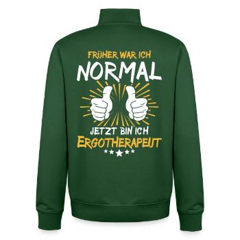 Ergotherapeut Spruch - Unisex Organic Zip Sweatshirt von Stanley/Stella - Flaschengrün - Hinten - AI Model Male 185 dark (185cm)