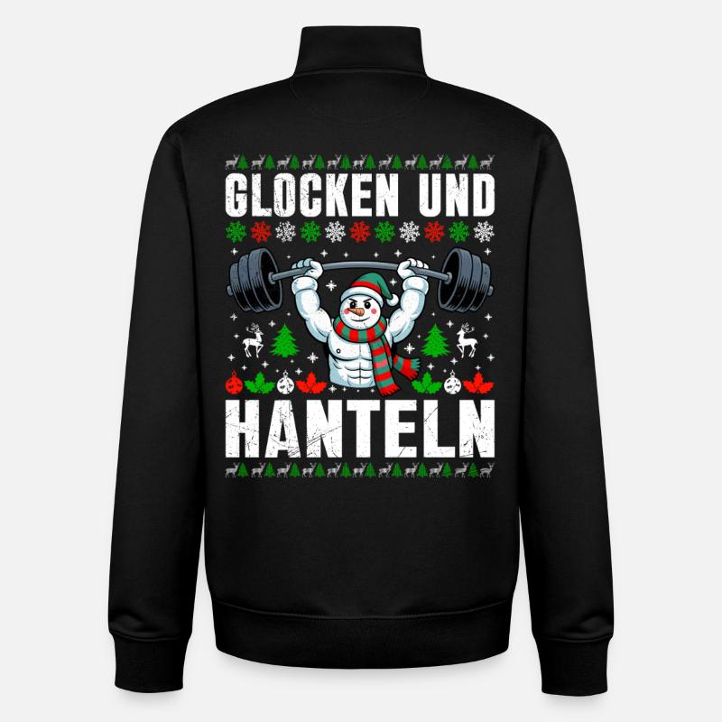 Christmas BELLS AND DUMBBELLS Fun - Unisex Organic Zip Sweatshirt by Stanley/Stella - black