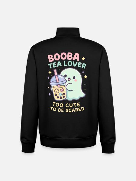 Bubble Tea Ghost, Cute Boba Lover - Unisex Organic Zip Sweatshirt by Stanley/Stella - black