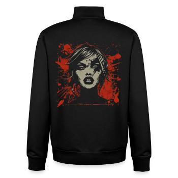 Visage féminin abstrait dans le style grunge - Sweat zippé unisexe en coton bio Stanley/Stella - noir - Dos - AI Model Male 185 light (185cm)